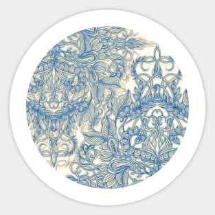 Blue & Tan Art Nouveau Pattern Sticker